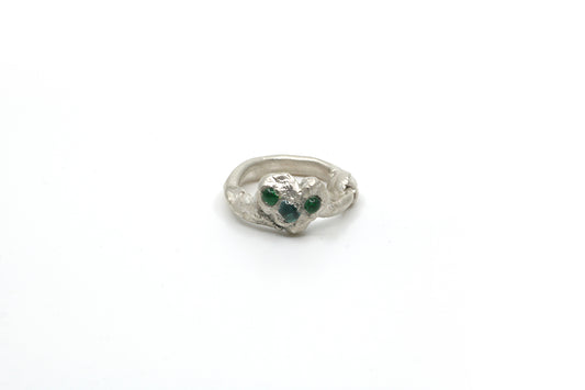 0152 - Silver Ring (Green Heart)