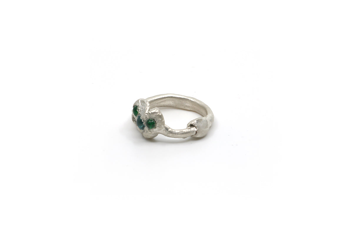 0152 - Silver Ring (Green Heart)