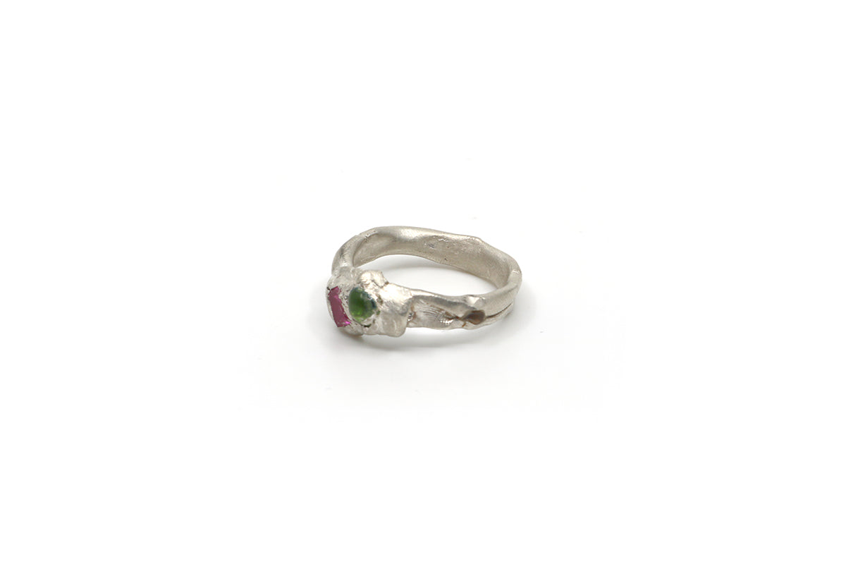 0155 - Silver Ring (Pink Square)