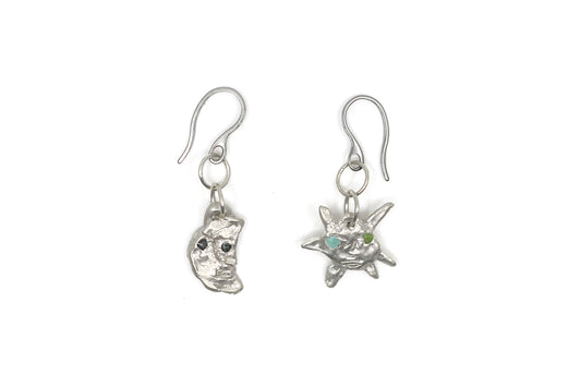 0159 - Silver Earring (Sun and Moon)