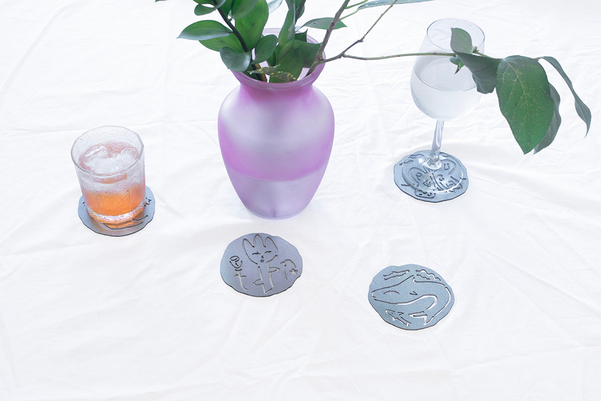 0231 - Coasters with Magnetic Wall Holder (Elements)