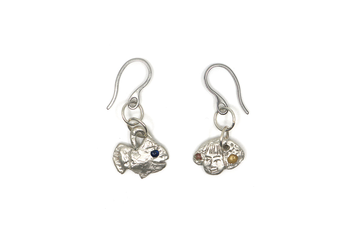 0158 - Silver Earring (Fish and Girl)