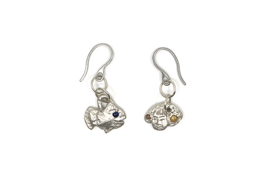 0158 - Silver Earring (Fish and Girl)