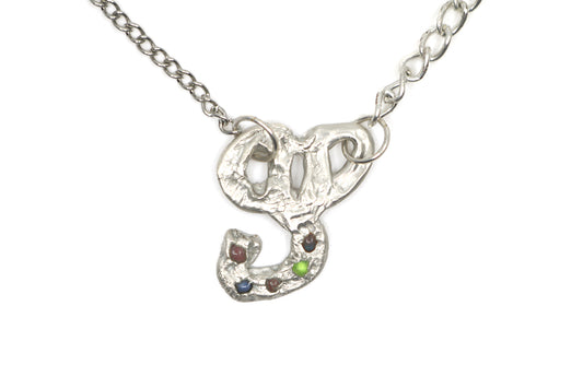 0164 - Silver Necklace (Heart with Tail)